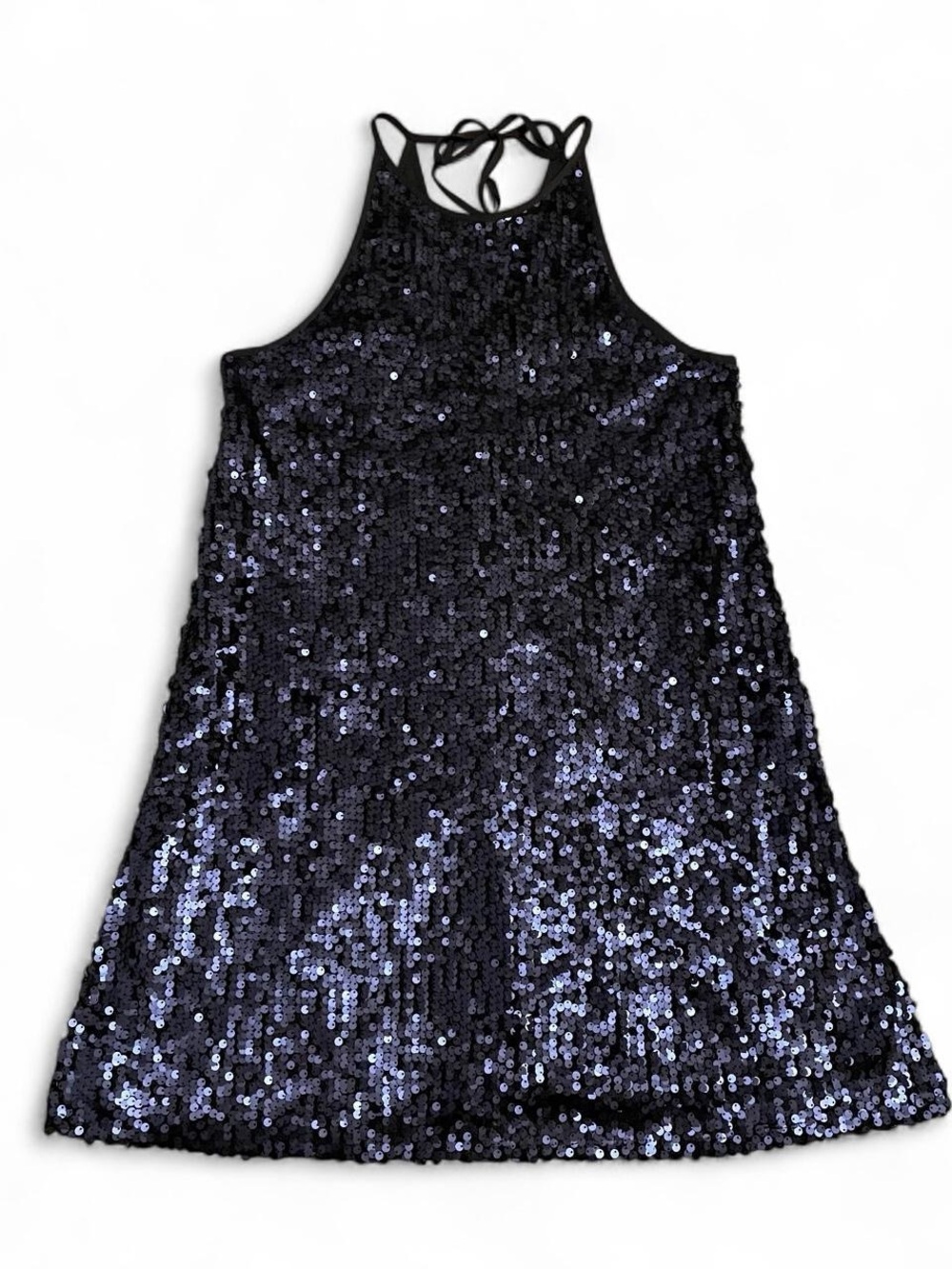 Forever 21 Sequin Mini Dress with Tie Back Detail in Dark Blue/Navy